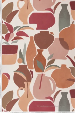 Livraison Express Papier peint Vase Céramique Vallauris orange rose - Terra Rossa de Casamance Réf. CAS-76210712
