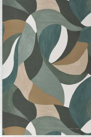 Papier peint Formes Contemporain Mandorla vert marron - Terra Rossa de Casamance Réf. CAS-76200406 Dernier Modèle