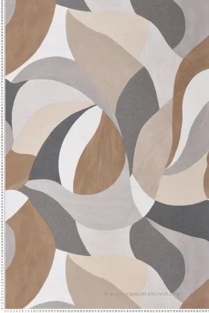 Papier peint Formes Contemporain Mandorla beige gris - Terra Rossa de Casamance Réf. CAS-76200100 Affaire À Saisir
