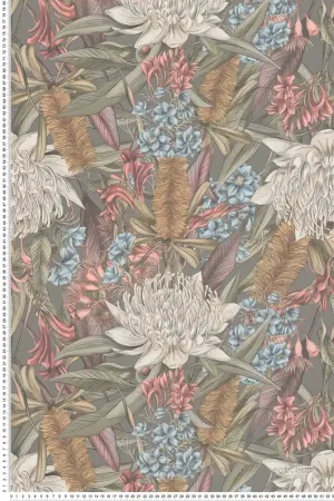 Prix Réduit Papier peint Fleuri Tropical vert sauge - Drawn Into Nature d‘A.S. Création Réf. AS-394283