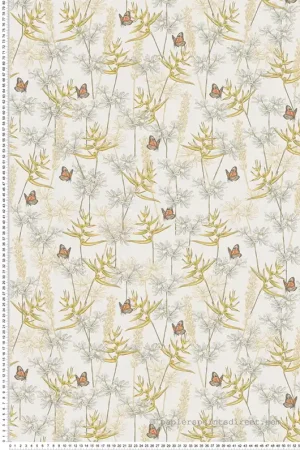 Bon Marché Papier peint Papillon Fleur Printemps jaune beige - Drawn Into Nature d‘A.S. Création Réf. AS-394231