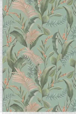 Papier peint Feuille Nature Tropical vert sauge - Drawn Into Nature de Livingwalls Réf. 39436-4 Pas Cher