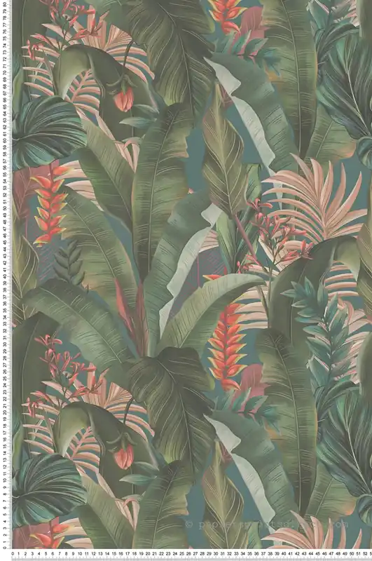 Papier peint Palme Exotique bleu canard vert - Drawn Into Nature de Livingwalls Réf. 39435-2 Prix Promo