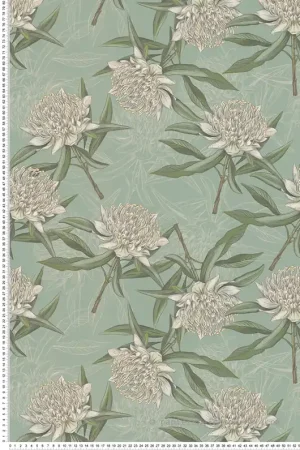 Papier peint Grande Fleur vert de gris - Drawn Into Nature de Livingwalls Réf. 39432-2 Affaire À Saisir
