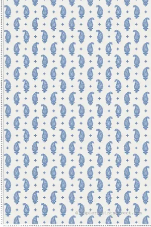 Expédition Rapide Papier peint Plumetis Cachemire Maia bleu écru - French Country d‘Initiales Réf. INI-FC62412