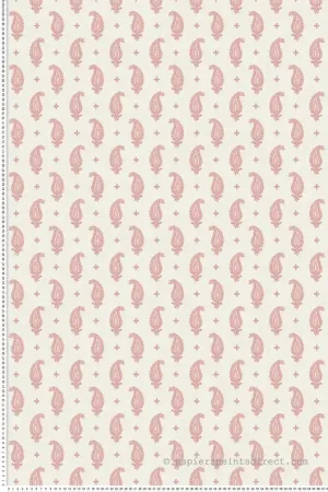 Papier peint Plumetis Cachemire Maia rose écru - French Country d‘Initiales Réf. INI-FC62411 Offre Spéciale