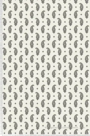 Papier peint Plumetis Cachemire Maia noir écru - French Country d‘Initiales Réf. INI-FC62400 Vente Flash