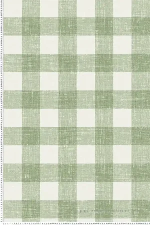 Papier peint Vichy Grand Carreau vert écru - French Country d‘Initiales Réf. INI-FC62304 Jusqu'à Épuisement Des Stocks