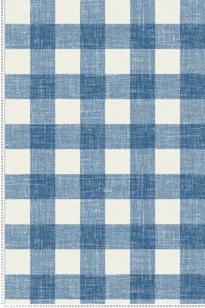 Papier peint Vichy Grand Carreau bleu écru - French Country d‘Initiales Réf. INI-FC62302 Usine Directe
