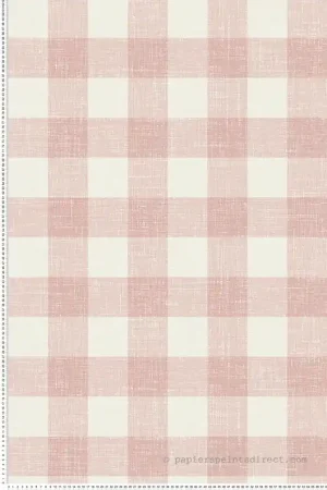 Papier peint Vichy Grand Carreau rose écru - French Country d‘Initiales Réf. INI-FC62301 Quantité Limitée