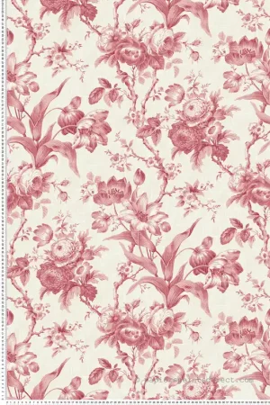 Papier peint Rose Rameau Florale rose - French Country d‘Initiales Réf. INI-FC61201 Jusqu'à Épuisement Des Stocks