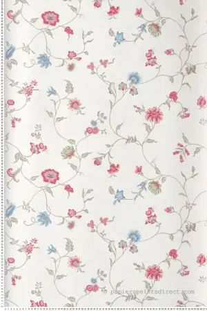 Papier peint Florale Fleur Grimpante rose bleu - French Country d‘Initiales Réf. INI-FC61004 Meilleur Choix