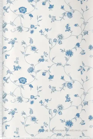 Papier peint Florale Fleur Grimpante bleu beige - French Country d‘Initiales Réf. INI-FC61002 Seulement Aujourd'hui