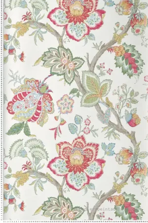 Soldes Papier peint Fleur Bernadette Ramage Botanique multicouleurs - French Country d‘Initiales Réf. INI-FC60404