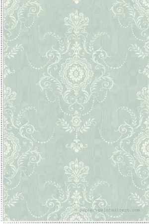 Satisfait Ou Remboursé Papier peint Médaillon Colette Effet Moiré vert d‘eau - French Country d‘Initiales Réf. INI-FC60314