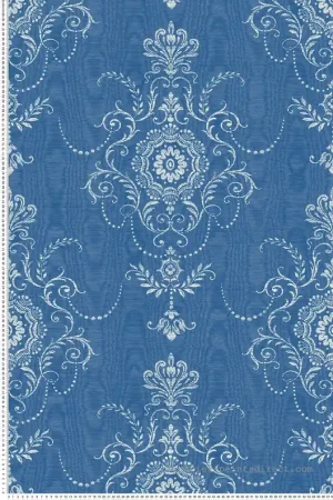 Papier peint Médaillon Colette Effet Moiré bleu indigo - French Country d‘Initiales Réf. INI-FC60312 Acheter En Ligne