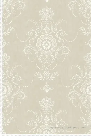 Prix Cassé Papier peint Médaillon Colette Effet Moiré beige - French Country d‘Initiales Réf. INI-FC60300
