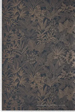 Top Vente Papier peint Feuillage Doum bleu nuit doré - Bord Du Nil de Casamance Réf. CAS-76151630