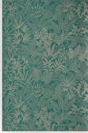 Prix Promo Papier peint Feuillage Doum vert émeraude doré - Bord Du Nil de Casamance Réf. CAS-76151528