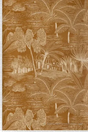 Papier peint Temple Palmier Baharia ambre - Bord Du Nil de Casamance Réf. CAS-76141018 Bon Plan