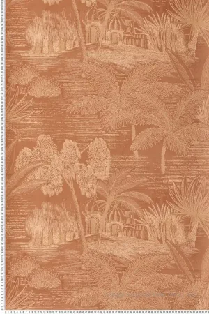 Prix Cassé Papier peint Temple Palmier Baharia terre de sienne - Bord Du Nil de Casamance Réf. CAS-76140916