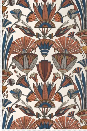 Acheter Direct Papier peint Egypte Denderah terracotta bleu marine - Bord Du Nil de Casamance Réf. CAS-76130712