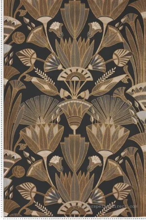 Commande En Gros Papier peint Egypte Denderah noir doré - Bord Du Nil de Casamance Réf. CAS-76130610