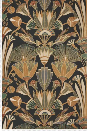 Papier peint Egypte Denderah noir multicolore doré - Bord Du Nil de Casamance Réf. CAS-76130508 Must-Have