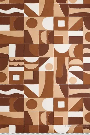 Papier peint Géométrique Ethnique Gourna terracotta cuivré - Bord Du Nil de Casamance Réf. CAS-76182956 Certifié