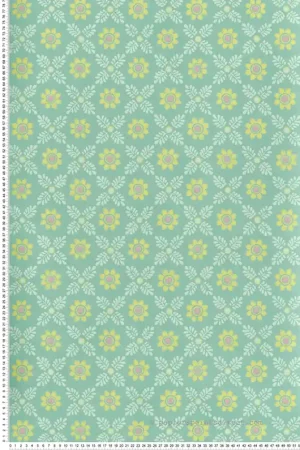 Retour Gratuit Papier peint Fleur Ditsy Block Green Verditer - National Trust Papers 4 de Little Greene Réf. 0267DIGREEN