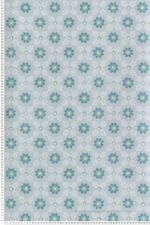 Papier peint Fleur Ditsy Block Bone China Blue - National Trust Papers 4 de Little Greene Réf. 0267DIBONEZ Usine Directe