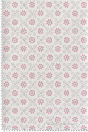 Papier peint Fleur Ditsy Block Carmine - National Trust Papers 4 de Little Greene Réf. 0267DICARMI Nouvelle Collection