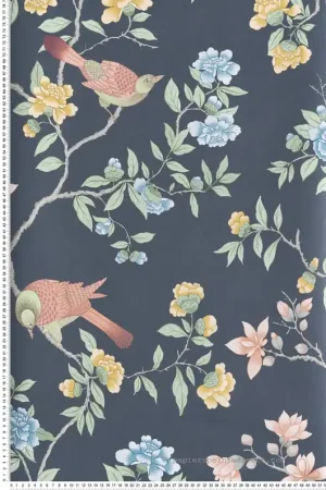 Papier peint Oiseaux Pivoine Aderyn Hicks‘ Blue - National Trust Papers 4 de Little Greene Réf. 0267ADHICKS Expédié Aujourd'hui