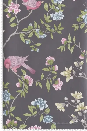 Produit De Marque Papier peint Oiseaux Pivoine Aderyn Arquerite Dark - National Trust Papers 4 de Little Greene Réf. 0267ADARQUE