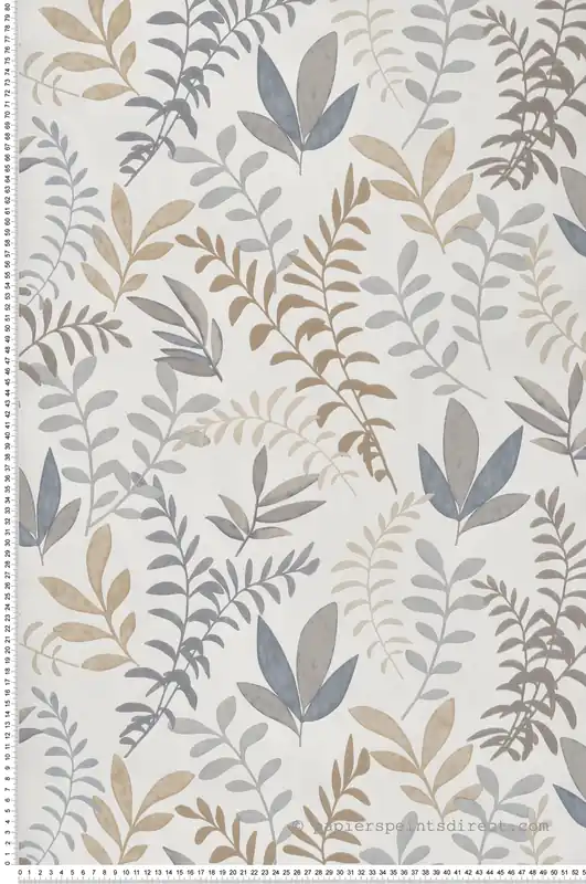 Certifié Papier peint Feuille Nature Aquarelle gris beige marron - Boca Chica de Montecolino Réf. MC-SO27063