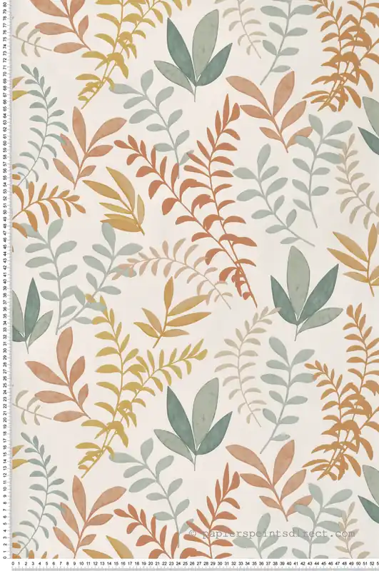Papier peint Feuille Nature Aquarelle vert jaune terracotta - Boca Chica de Montecolino Réf. MC-SO27062 Vente Flash