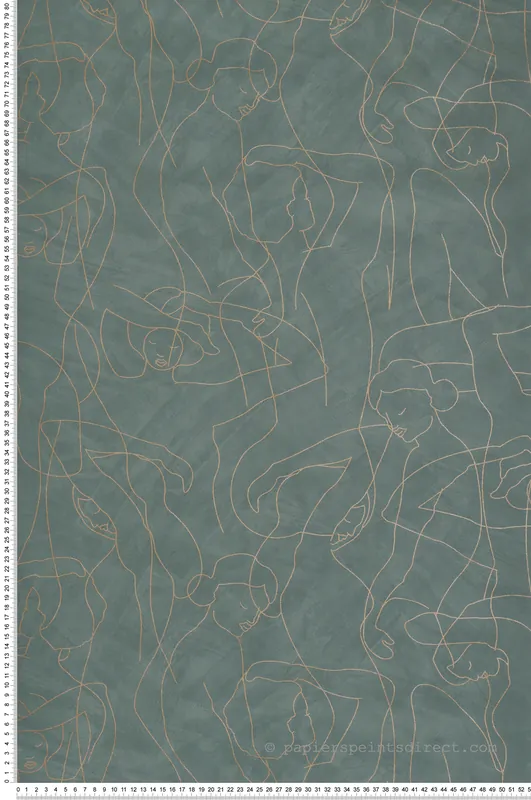 Papier peint Silhouette Design vert foncé rose gold - Boca Chica de Montecolino Réf. MC-SO27047 Meilleur Prix