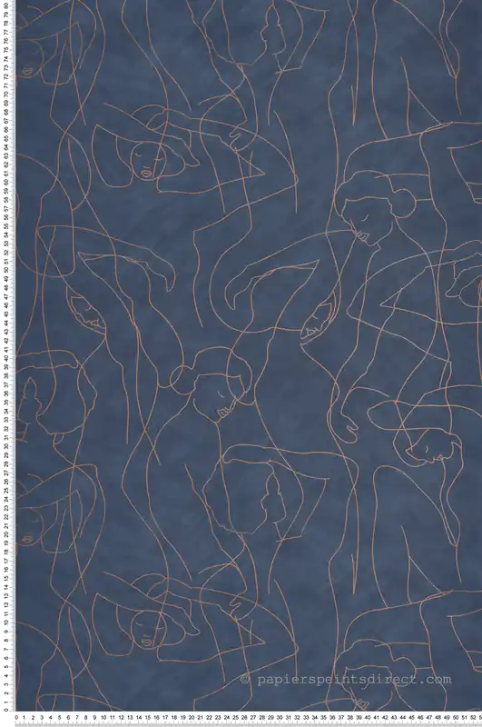 Papier peint Silhouette Design bleu marine cuivré - Boca Chica de Montecolino Réf. MC-SO27040 Acheter En Ligne