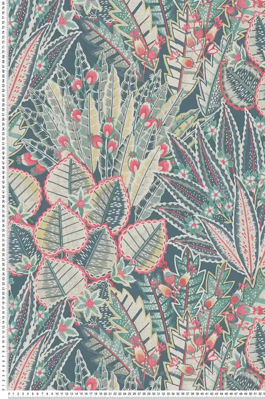 Haute Qualité Papier peint Fleurs Feuilles Dessin marine rouge - Stories of Life d‘A.S. Création Réf. AS-396532