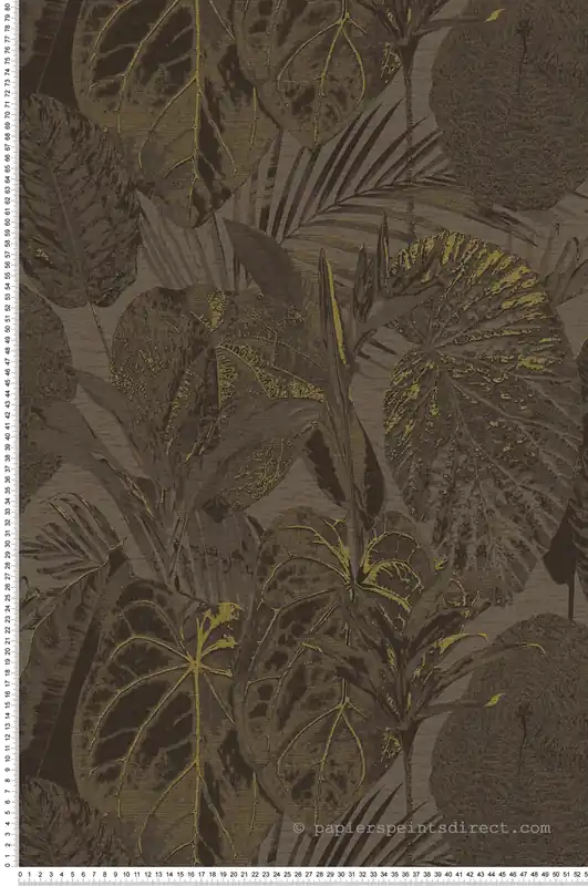 Jusqu'à Épuisement Des Stocks Papier peint Feuilles Palmes Colosia marron doré - Famous Garden d‘A.S. Création Réf. AS-393552