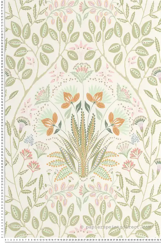 Commander Vite Papier peint Fleur Baroque Lords vert amande rose - Derby de Casadéco Réf. DERB89297210