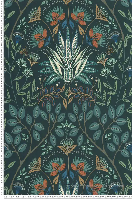 Expédié Aujourd'hui Papier peint Fleur Baroque Lords bleu paon - Derby de Casadéco Réf. DERB89296821