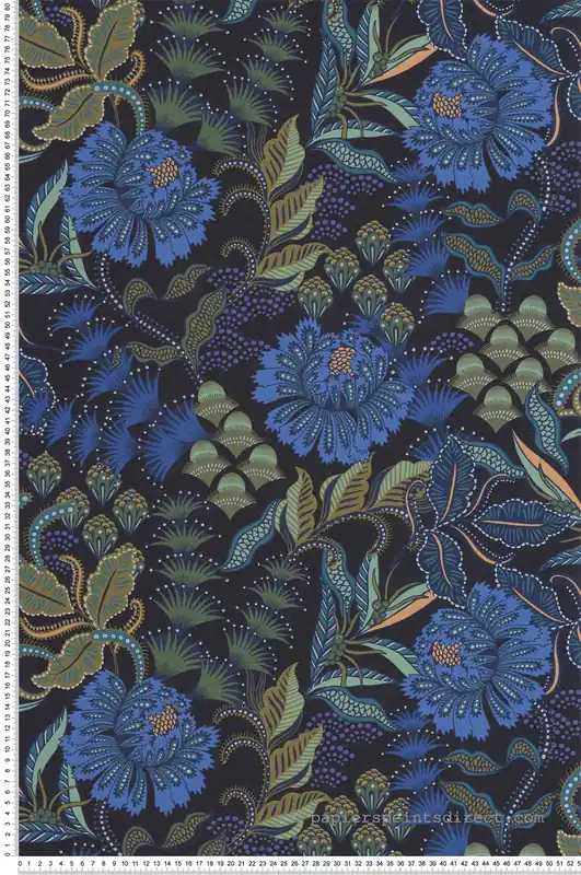 Haute Qualité Papier peint Fleur Vintage Bloomsbury bleu indigo - Derby de Casadéco Réf. DERB89286312