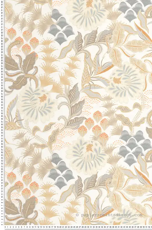 Soldes Papier peint Fleur Vintage Bloomsbury beige gris - Derby de Casadéco Réf. DERB89281005