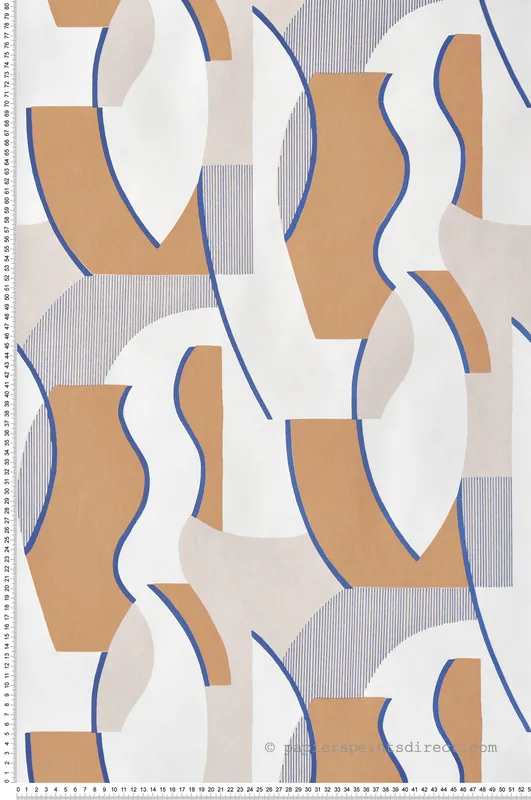 Certifié Papier peint Vagues Concept camel bleu métallisé - Milano Sixties de Casadéco Réf. MISI89331616
