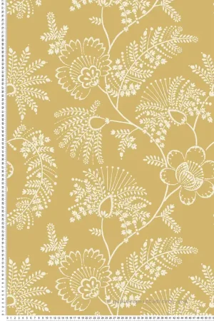 Papier peint Branché Floral Maeve ocre - Delicatesse de Lutèce Réf. LTC-FD26826 Vente Directe