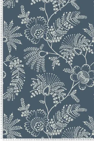 Jusqu'à Épuisement Des Stocks Papier peint Branché Floral Maeve bleu foncé - Delicatesse de Lutèce Réf. LTC-FD26822