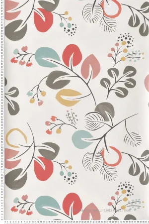 Vente Flash Papier peint Feuillage Naïf Jonah rouge - Delicatesse de Lutèce Réf. LTC-FD25122