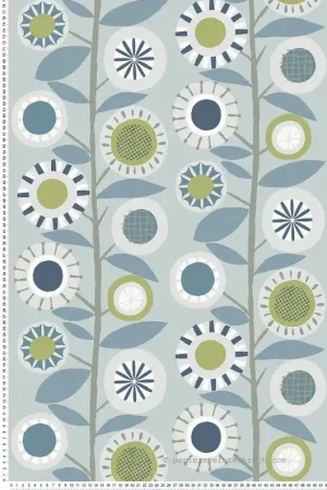 Affaire À Saisir Papier peint Rayure Florale Scandi Sisu bleu vert d‘eau - Delicatesse de Lutèce Réf. LTC-FD26554