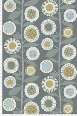 Offre Du Jour Papier peint Rayure Florale Scandi Sisu gris moutarde - Delicatesse de Lutèce Réf. LTC-FD26553